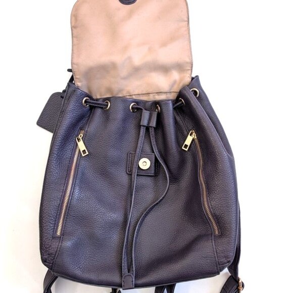 Vintage 00s \'Levenger\' Aubergine Pebble Leather Backpack Plum Color main image 4